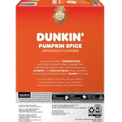 Keurig K-Cups<Dunkin' Pumpkin Spice Coffee Keurig® K-Cup® Pods, Light Roast, 22/Box (5000202812)