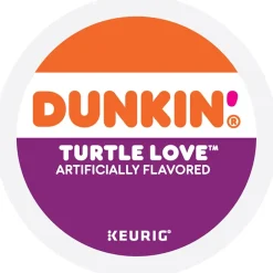 Keurig K-Cups<Dunkin' Turtle Love Coffee, Keurig K-Cup Pod, Dark Roast, 22/Box, 4 Boxes/Carton (5000367615CT)