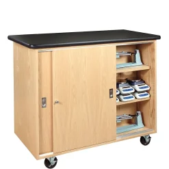 Outlet Mobile Balance Storage Cabinet Solid Oak and Oak Veneers Storage Cabinet Storage Cabinets