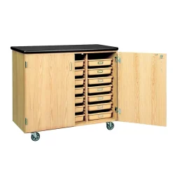 Discount Mobile Tote Tray Laminate, Oak Wood Storage Cabinet Storage Cabinets