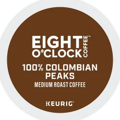 Keurig K-Cups<Eight O'Clock 100% Colombian Peaks Coffee, Keurig K-Cup Pod, Medium Roast, 24/Box, 4 Boxes/Carton (6407CT)