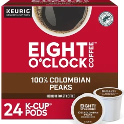 Keurig K-Cups<Eight O'Clock Colombian Coffee Keurig® K-Cup® Pods, Medium Roast, 24/Box (6407)