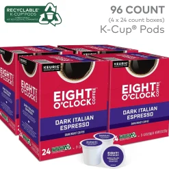 Keurig K-Cups<Eight O'Clock Dark Italian Espresso Coffee, Keurig K-Cup Pod, Dark Roast, 96/Carton (6408CT)