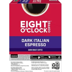 Keurig K-Cups<Eight O'Clock Dark Italian Espresso Coffee, Keurig K-Cup Pod, Dark Roast, 96/Carton (6408CT)
