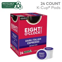 Keurig K-Cups<Eight O'Clock Dark Italian Espresso Keurig® K-Cup® Pods, Dark Roast, 24/Box (6408)