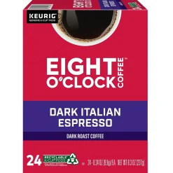 Keurig K-Cups<Eight O'Clock Dark Italian Espresso Keurig® K-Cup® Pods, Dark Roast, 24/Box (6408)