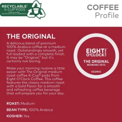 Keurig K-Cups<Eight O'Clock Original Coffee Keurig® K-Cup® Pods, Medium Roast, 96/Carton (64053)