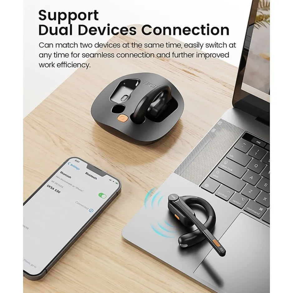 EKSATelecom S30 Bluetooth On-Ear Headset, Black (T-QM01-01)* Headsets