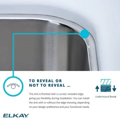 Sinks<Elkay Asana Stainless Steel 18" x 14" x 6", Single Bowl Undermount Bathroom Sink (ELUH1511)