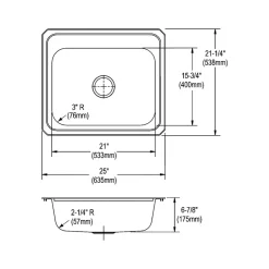 Sinks<Elkay Celebrity 3-Hole Single-Bowl Drop In Kitchen Sink, 21.25" x 25" x 6.88", Stainless Steel, Brushed Satin (CR25213)