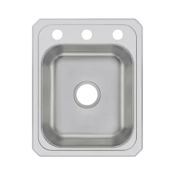 Sinks<Elkay Celebrity 3-Hole Single-Bowl Drop In Sink, 21.25" x 17" x 6.88", Stainless Steel, Brushed Satin (CR17213)
