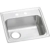 Sinks<Elkay Celebrity 2-Hole Single-Bowl Drop-In Kitchen Sink, 19" x 19.5" x 5.5", Stainless Steel, Brushed Satin (PSRADQ191955L2)