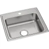 Sinks<Elkay Celebrity 1-Hole Single-Bowl Drop-In Kitchen Sink, 19.5" x 22" x 7.13", Stainless Steel, Brushed Satin (PSR17201)