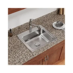 Sinks<Elkay Celebrity 1-Hole Single-Bowl Drop-In Kitchen Sink, 19.5" x 22" x 7.13", Stainless Steel, Brushed Satin (PSR17201)