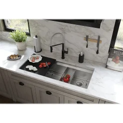 Sinks<Elkay Circuit Chef Single-Bowl Undermount Sink Kit, 20.5" x 45.5" x 10", Stainless Steel, Lustrous Satin (CS45BPK)