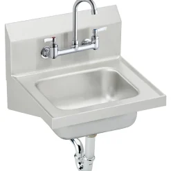 Sinks<Elkay Commercial Handwash Sink Kit, Stainless Steel, Single Bowl, Wall Hung, Buffed Satin (CHS1716C)