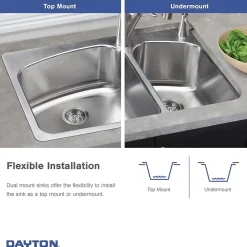 Sinks<Elkay Dayton Stainless Steel 27" x 22" x 8", Single Bowl Dual Mount Sink (DSESR127224)