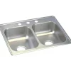 Sinks<Elkay Dayton Stainless Steel 25" x 19" x 6-5/16", Equal Double Bowl Top Mount Sink (D225193)