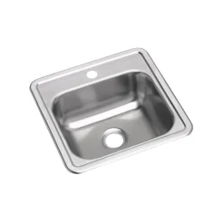 Sinks<Elkay Dayton Stainless Steel 15" x 15" x 5-3/16", Single Bowl Top Mount Bar Sink, Satin (D115161)