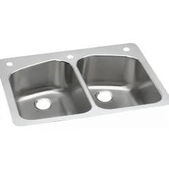 Sinks<Elkay Dayton Stainless Steel 33" x 22" x 8", Equal Double Bowl Dual Mount Sink (DPXSR233222R)
