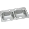 Sinks<Elkay Dayton Stainless Steel 33" x 19" x 6-7/16", Equal Double Bowl Top Mount Sink (D233194)