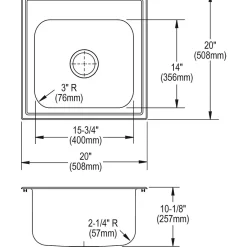 Sinks<Elkay Dayton Stainless Steel 20" x 20" x 10-1/8", Single Bowl Top Mount Laundry Sink (DPC12020101)
