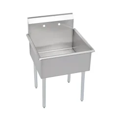 Sinks<Elkay Dependabilt 2-Hole Single-Bowl Kitchen Sink with Legs, 42" x 27.5" x 27", Stainless Steel, Silver (B1C24X24X)