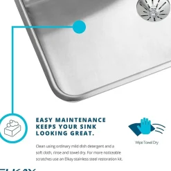 Sinks<Elkay Lustertone 19-1/2" Drop In Single Basin Stainless Steel Kitchen Sink (LRAD1919653)