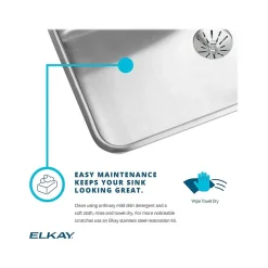 Sinks<Elkay Lustertone Classic Single-Bowl Undermount Sink, 18.25" x 23.5" x 12", Stainless Steel, Lustrous Satin (ELUH211512)
