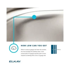 Sinks<Elkay Lustertone Classic Single-Bowl Undermount Sink, 18.25" x 23.5" x 5.38", Stainless Steel, Lustrous Satin (ELUHAD211555)