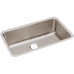 Sinks<Elkay Lustertone Classic Single-Bowl Undermount Sink, 10" x 30.5" x 18.5", Stainless Steel, Lustrous Satin (ELUH281610)