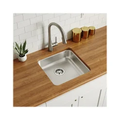 Sinks<Elkay Lustertone Classic Single-Bowl Undermount Kitchen Sink, 18.5" x 18.5" x 5.38", Stainless Steel, Lustrous Satin
