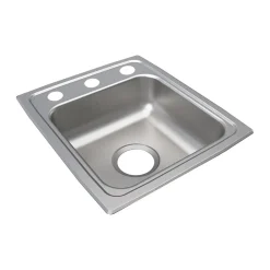 Sinks<Elkay Lustertone Classic 3-Hole Single-Bowl Drop In Sink, 17.5" x 15" x 5.5", Stainless Steel, Lustrous Satin (LRAD1517553)