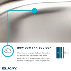 Sinks<Elkay Lustertone Stainless Steel 25-1/2" x 19-1/4" x 8", Single Bowl Undermount Sink (ELUH2317)