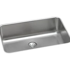 Sinks<Elkay Lustertone Stainless Steel 26-1/2" x 18-1/2" x 8", Single Bowl Undermount Sink with Perfect Drain (ELUH2416PD)