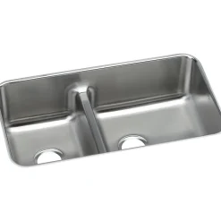 Sinks<Elkay Lustertone Stainless Steel 32-1/16" x 18-1/2" x 9", 40/60 Double Bowl Undermount Sink with Aqua Divide (ELUHAQD32179)
