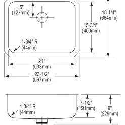 Sinks<Elkay Lustertone Stainless Steel 23-1/2" x 18-1/4" x 7-1/2", Single Bowl Undermount Sink with Perfect Drain (ELUH2115PD)