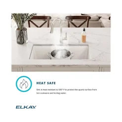 Sinks<Elkay Quartz Classic Single-Bowl Drop-In/Undermount Kitchen Sink, 15.75" x 15.75" x 7.69", Quartz, White (ELG1616WH0C)