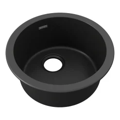 Sinks<Elkay Quartz Classic Single-Bowl Drop In/Undermount Kitchen Sink, 18.13" x 18.13" x 7.5", Quartz, Black (ELG16FBBK0)