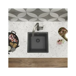 Sinks<Elkay Quartz Luxe Drop-In/Undermount Single-Bowl Bar Sink, Charcoal (ELX1616CH0)