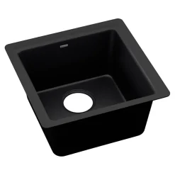 Sinks<Elkay Quartz Luxe Single-Bowl Drop-In/Undermount Bar Sink, 15.75" x 15.75" x 7.69", Quartz, Caviar (ELX1616CA0)