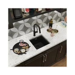 Sinks<Elkay Quartz Luxe Single-Bowl Drop-In/Undermount Bar Sink, 15.75" x 15.75" x 7.69", Quartz, Caviar (ELX1616CA0)