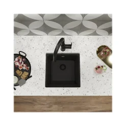 Sinks<Elkay Quartz Luxe Single-Bowl Drop-In/Undermount Bar Sink, 15.75" x 15.75" x 7.69", Quartz, Caviar (ELX1616CA0)