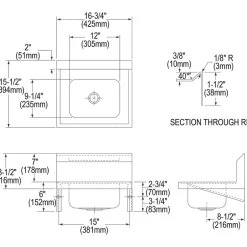 Sinks<Elkay Single Bowl Wall Hung Handwash Sink, Stainless Steel (CHS17161)