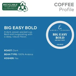 Keurig K-Cups<Emeril's Big Easy Bold Coffee, Keurig K-Cup Pod, Dark Roast, 96/Carton (PB4137CT)