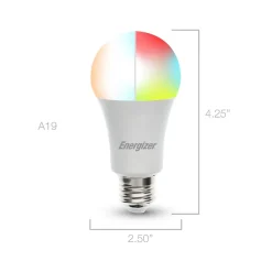 Smart Bulbs<Energizer Connect Smart LED Bulb, Multi-White and Multi-Color, A19 (EAC2-1003-RGB)