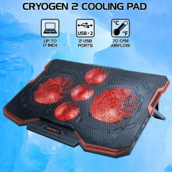 Enhance Cryogen ENGXC20100RDWS Laptop Cooling Stand, USB Connectivity, Red* Gaming Accessories