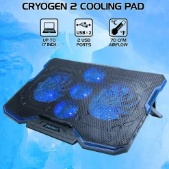 Enhance Cryogen Laptop Cooling Stand, USB Connectivity, Blue/Black (ENGXC20100BLWS)* Gaming Accessories