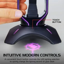Enhance ENPCGXH100BKWS 3-in-1 Headset Stand with RGB Colors, USB Powered, Black* Gaming Accessories