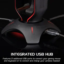 Enhance ENPCGXH100BKWS 3-in-1 Headset Stand with RGB Colors, USB Powered, Black* Gaming Accessories